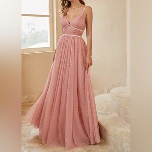 A Line Spaghetti Straps Bridesmaid Dress with Ruffles